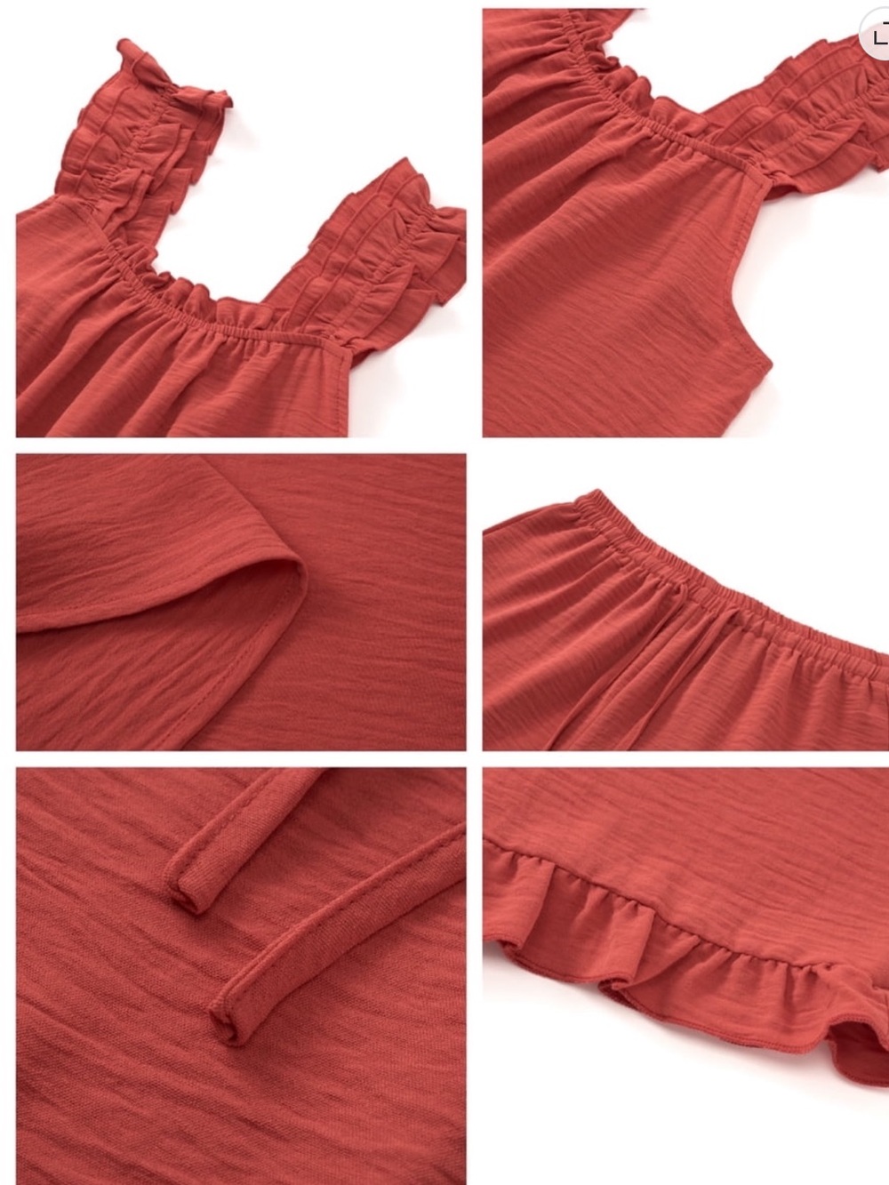 UVN Summer Pajamas 2 Piece Ruffled Tank Top & Shorts Sleepwear/Loungewear Set - Picture 5 of 7